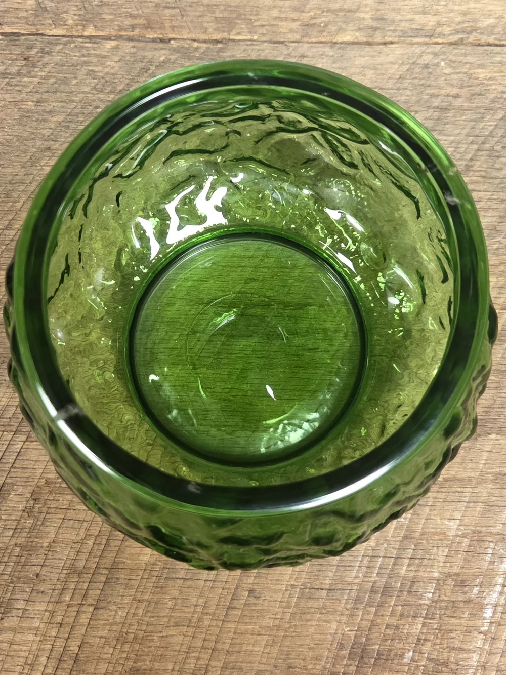 Vintage E.O. Brody Co. MCM Green Crinkle Glass Bubble Bowl Vase Planter